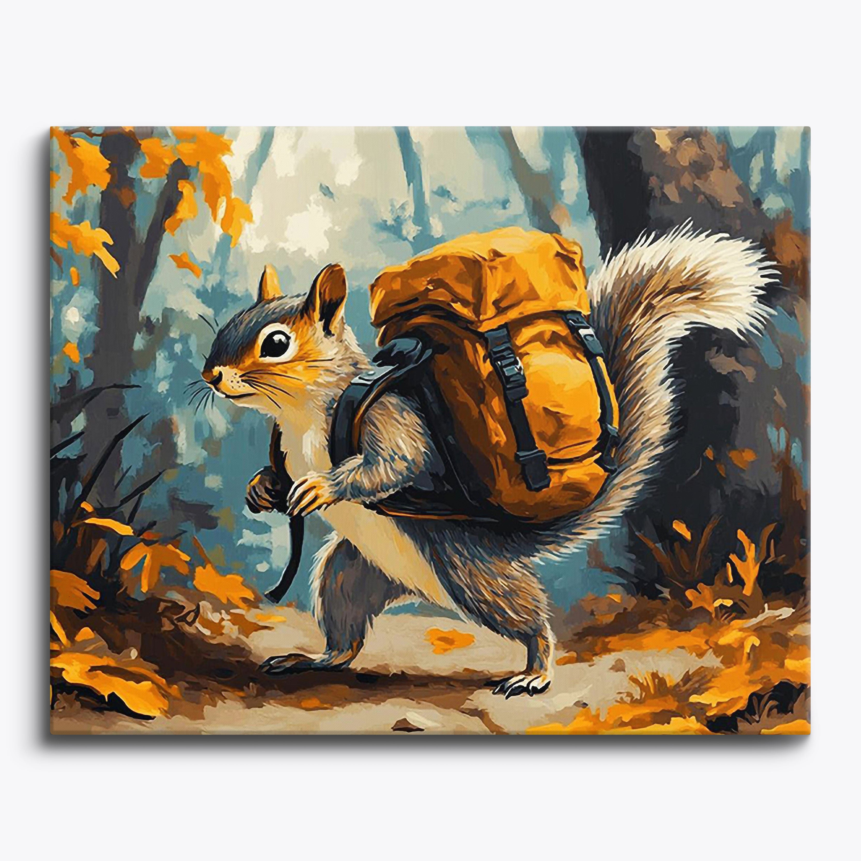 Backpacking Squirrel No Frame / Regular (15.75"x19.7"/40x50cm) / 24 colors