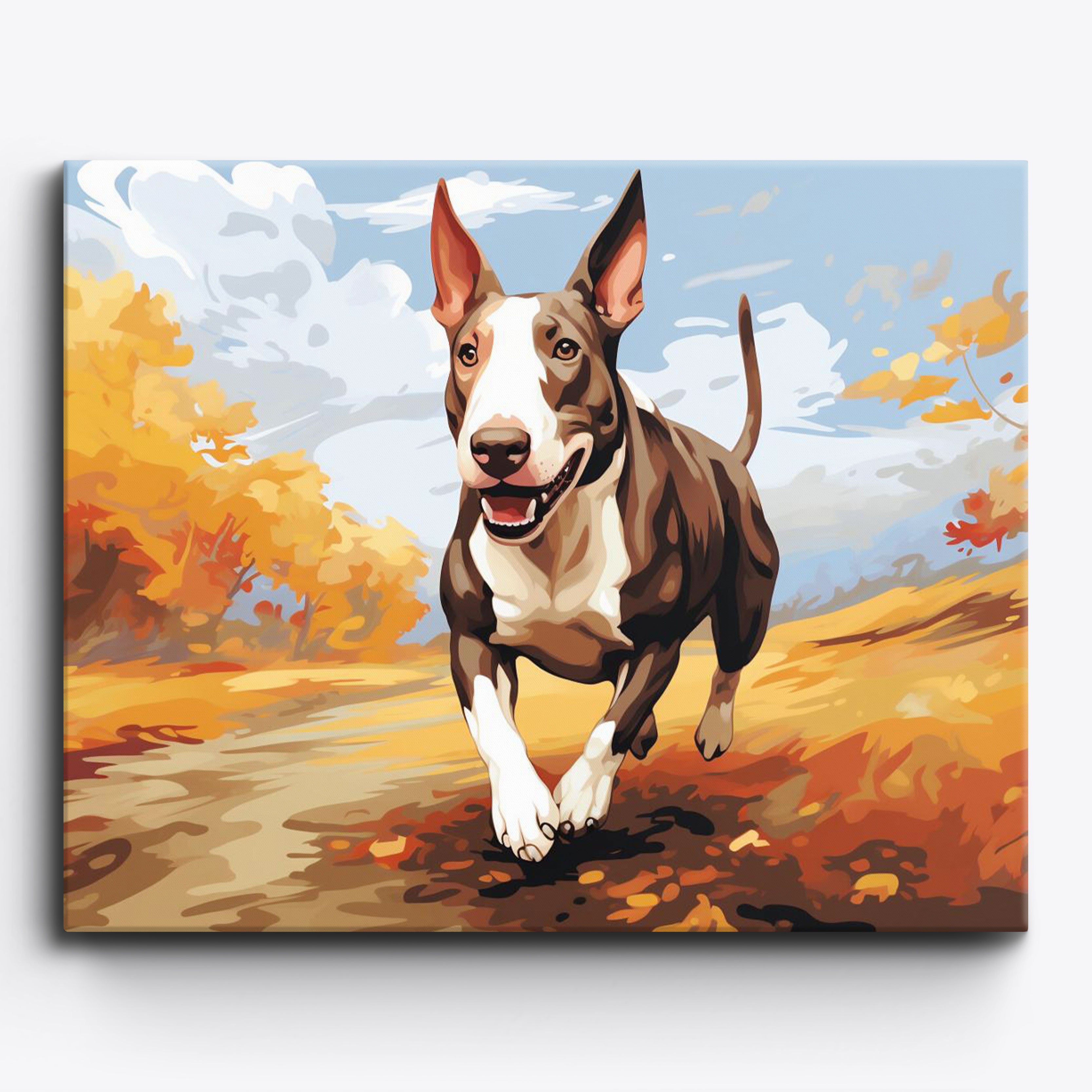 Bull Terrier's Painted Playtime