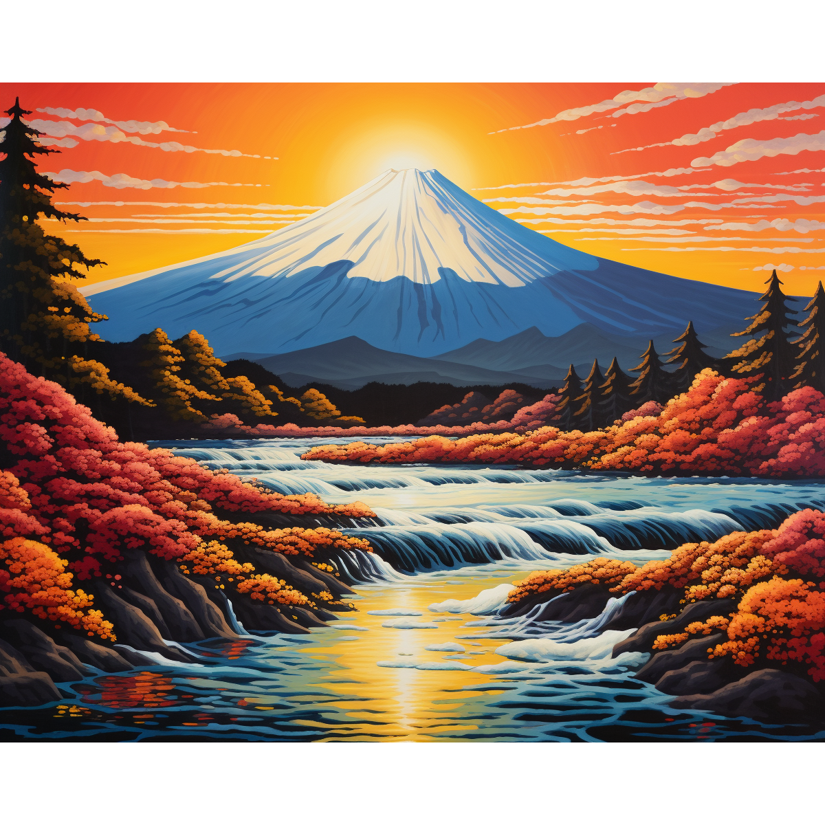 Fuji zonsondergang