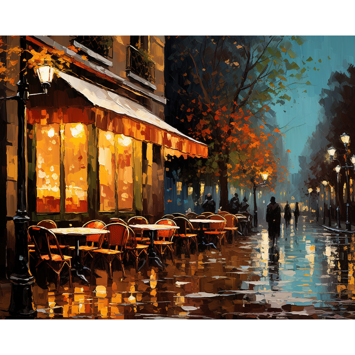 Regenachtige Reflecties Een Parijs Café