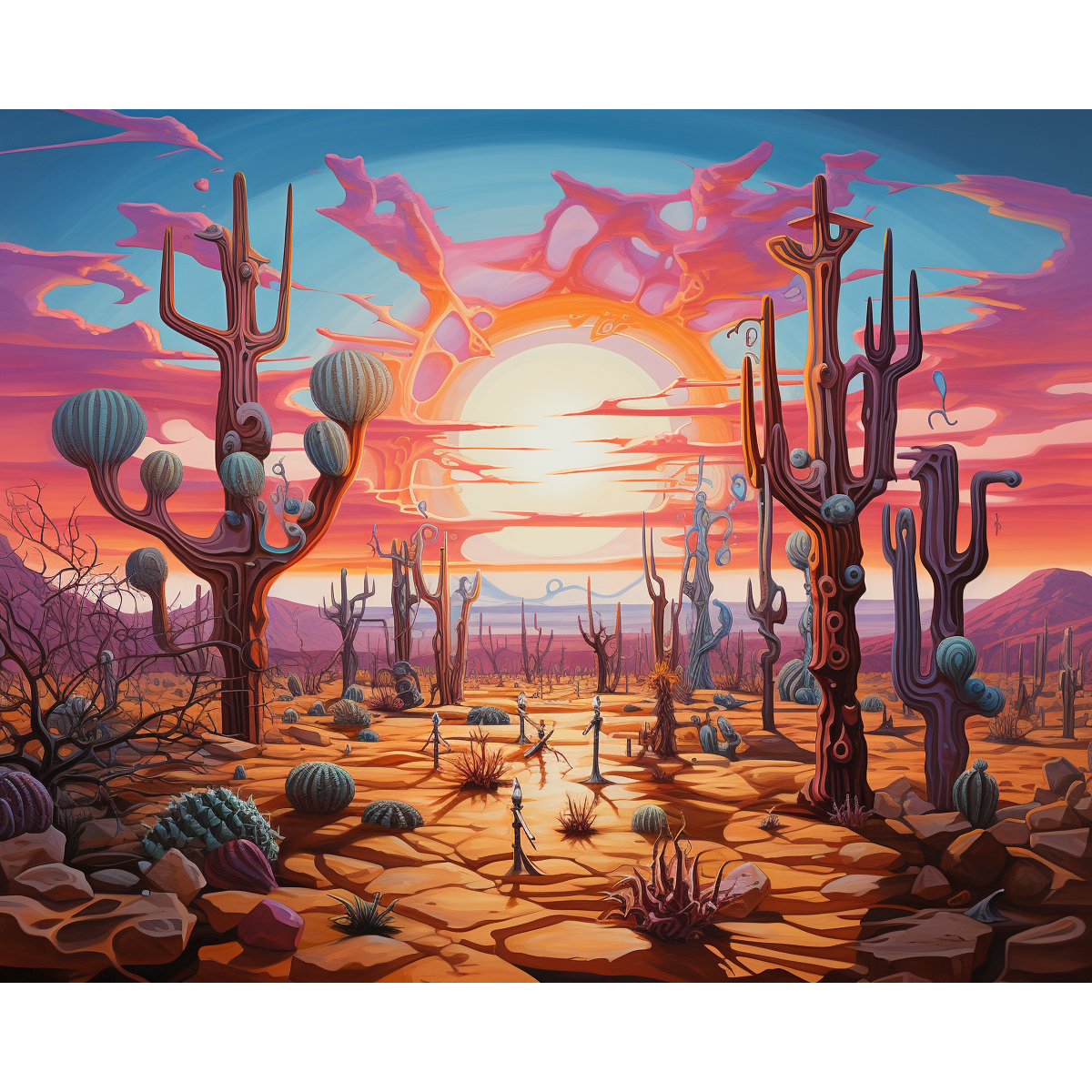 Trippy cactus zonsondergang